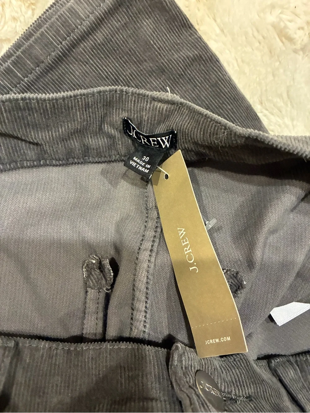 J. Crew Sailer Slime- Wide Leg Corduroy Charcoal pants size 30